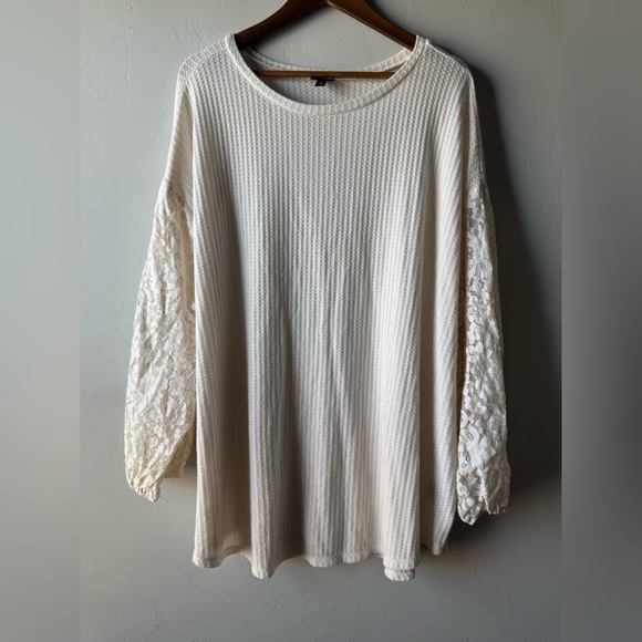 torrid Sweaters - Torrid Cream Sweater with Lace Sleeves